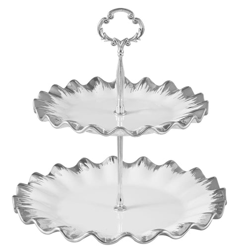 White Cake Stand - Rippled Edges