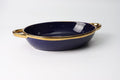 Golden Side Oval Ceramic Glaze Baking Pan