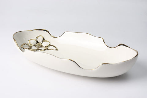 White Ceramic Flower Tray