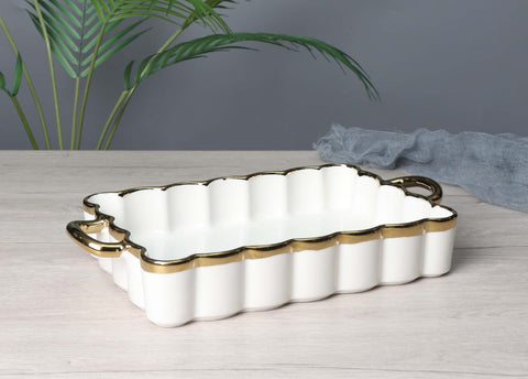 Rectangle Flower Edge Ceramic Dish