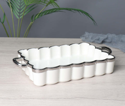 Rectangle Flower Edge Ceramic Dish