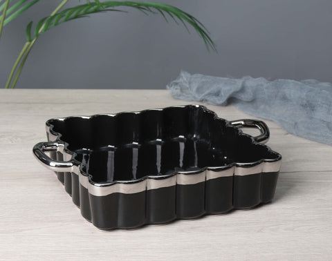 Square Flower Edge Ceramic Dish