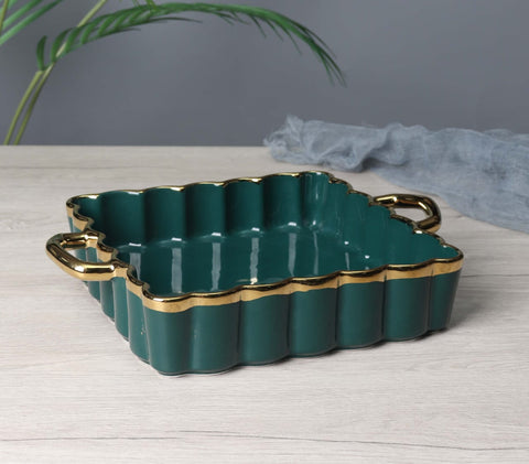 Square Flower Edge Ceramic Dish