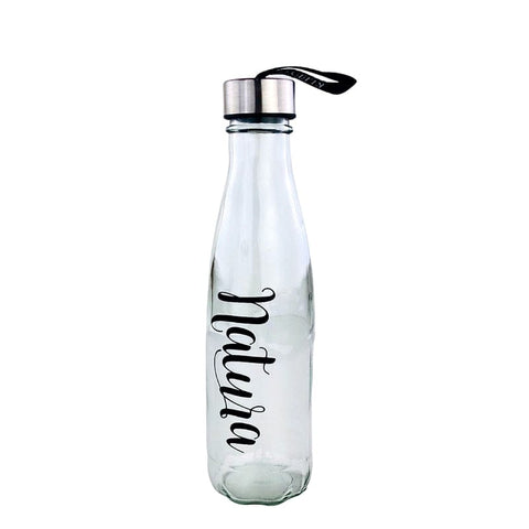 Glass Water Bottle H2O With Strap 580Ml