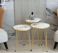 Round Marble Pattern Table Set With Golden Border - 3 Pcs