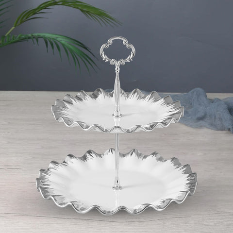 White Cake Stand - Rippled Edges