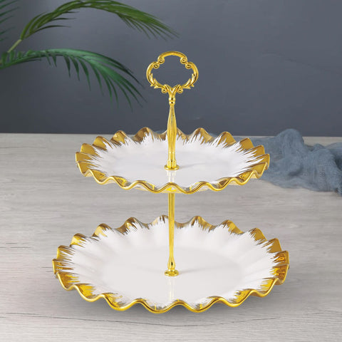 White Cake Stand - Rippled Edges