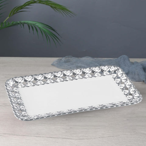 Luxury Serving Platter Rectangle With Heart Shaped Border