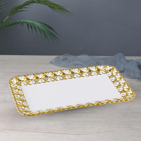Luxury Serving Platter Rectangle With Heart Shaped Border