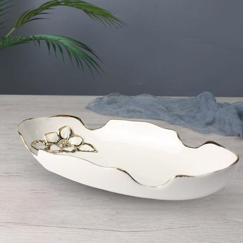 White Ceramic Flower Tray
