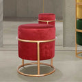 Luxury Wooden Round Stool With Golden Metal Stand