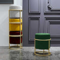 Luxury Wooden Round Stool With Golden Metal Stand