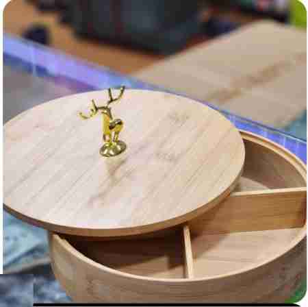 Bamboo Nuts Storage Platter with Wooden lid