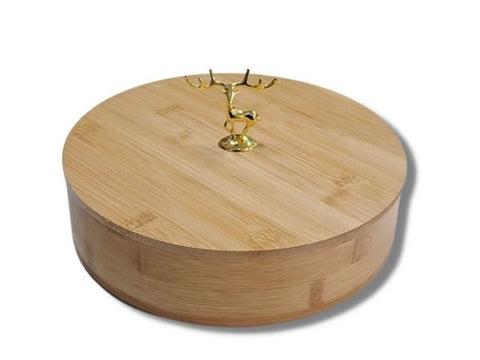 Bamboo Nuts Storage Platter with Wooden lid