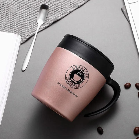 Café Style Stainless Steel Insulated Coffee Mug with Handle