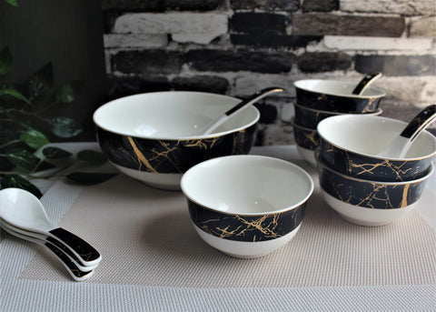 Grand Marble Pattern Soup Set 14pcs