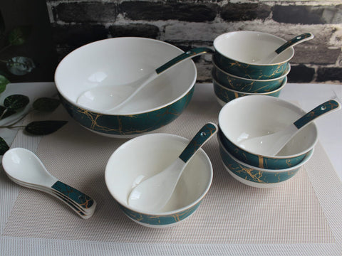 Grand Marble Pattern Soup Set 14pcs
