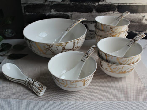 Grand Marble Pattern Soup Set 14pcs