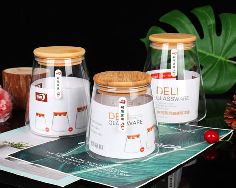 Glass Jar Set With Bamboo Lid - Set of 3