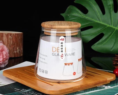 Glass Jar Set With Bamboo Lid - Set of 3