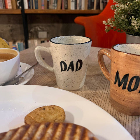 Mom Dad Coffee Mugs ( Set of 2 ) - Handmade Pottery
