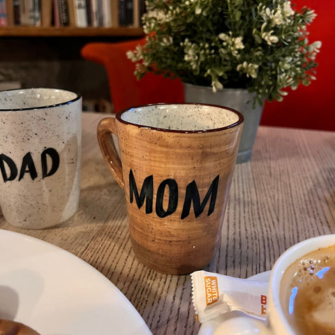 Mom Dad Coffee Mugs ( Set of 2 ) - Handmade Pottery