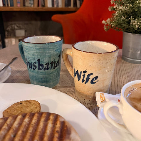 Husband Wife Couple Mugs - Handmade Pottery