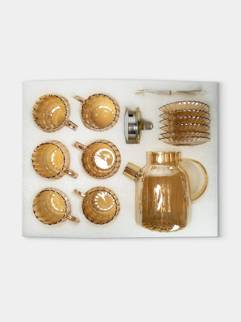 Gold Patterned Borosilicate Teapot Set