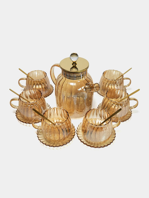 Gold Patterned Borosilicate Teapot Set