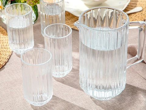 Stripes Glass 7 Pieces Jug And Glasses Set