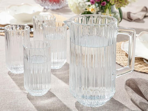 Stripes Glass 7 Pieces Jug And Glasses Set