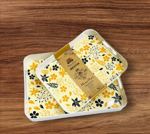 Flower and leaves Pattern Serving Tray Set of 2