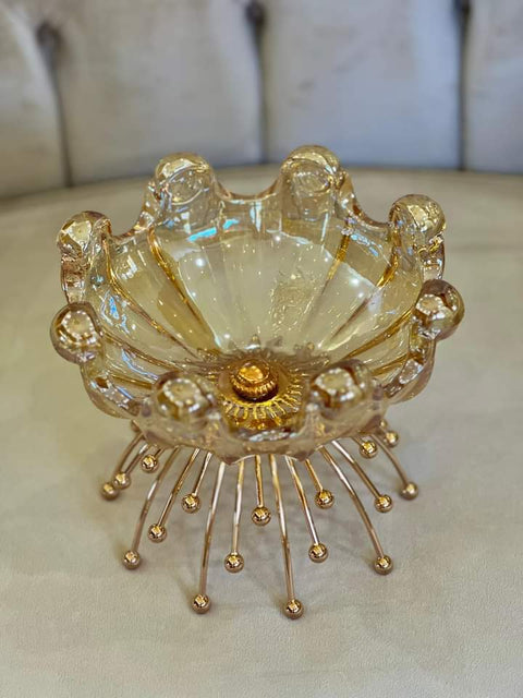 Candy & Nut Serving Bowl With Gold Base