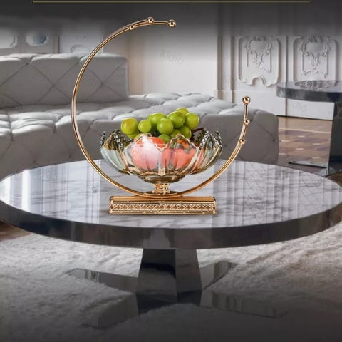 Crystal Decorative Fruit Bowl With Gold Glass