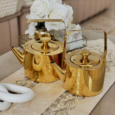 Stainless Steel Gold Tea Pot With Strainer