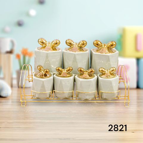 Luxury Style Canister Set With Golden Lid - 7pcs