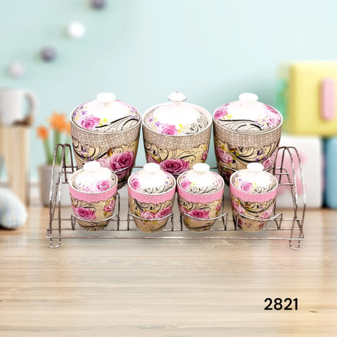 Beautiful Rose Pattern Canister Set - 7pcs