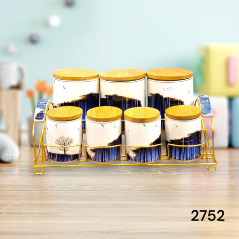 7 Pcs spices Storage Jars With Metal Stand
