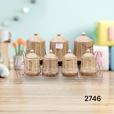 Luxury Marble Pattern Canister Set With Silver Stand