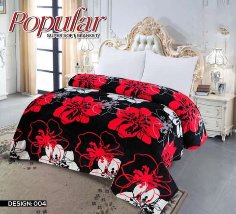 Rose Printed Multicolor Double Bed Fleece Blanket - King Size