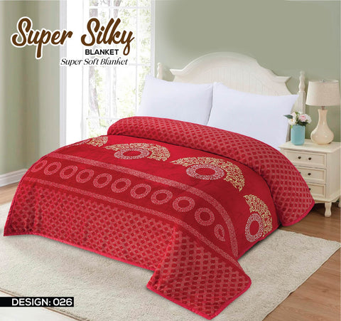 Red Imported Korean Style Double Bed Fleece Blanket - King Size