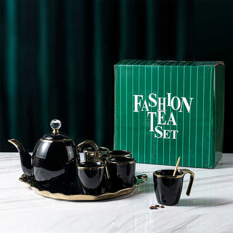 British Style Luxury Porcelain Tea Set With Tray