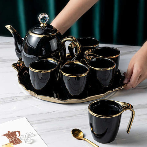 British Style Luxury Porcelain Tea Set With Tray