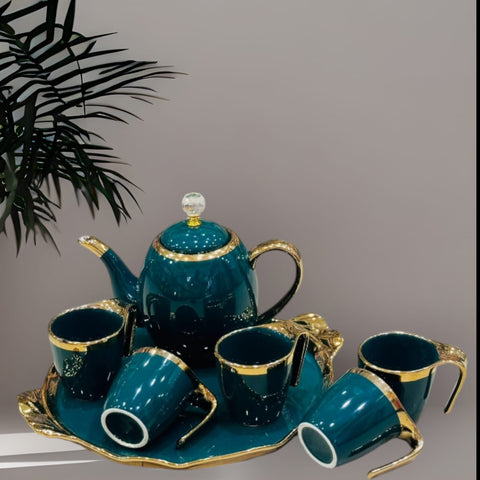 British Style Luxury Porcelain Tea Set With Tray