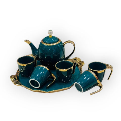 British Style Luxury Porcelain Tea Set With Tray