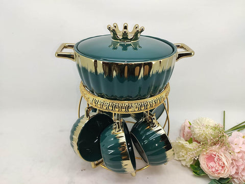 Nordic Style Ceramic Soup Set With Golden stand