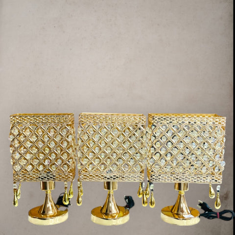 Crystal Bedside Gold Table Lamp - Set of 3