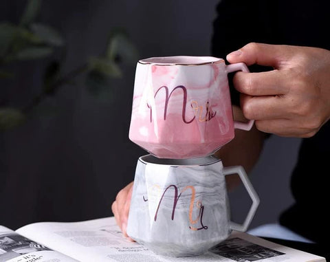 Luxury Marble Pattern Mr And Mrs Coffee Mugs