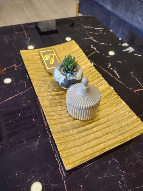 Ribbed Textured Decorative Rectangle Tray