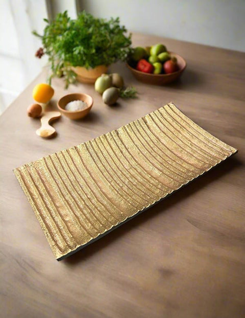 Ribbed Textured Decorative Rectangle Tray